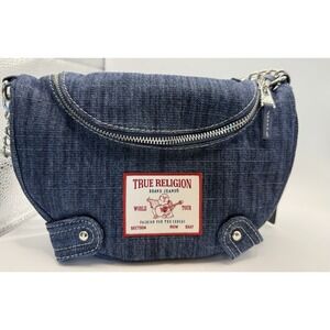True Religion Women's Mini Travel Shoulder Bag‎ Blue Denim New With Tags